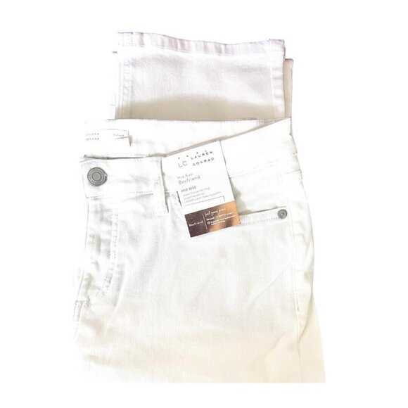LC Lauren Conrad Womens White Mid Rise Boyfriend Straight Leg Jeans Sz 18 New - Picture 2 of 6